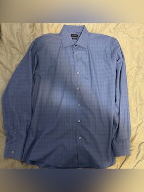 Ermenegildo Zegna Traveller Blue Checked Button Down/Dress Shirt